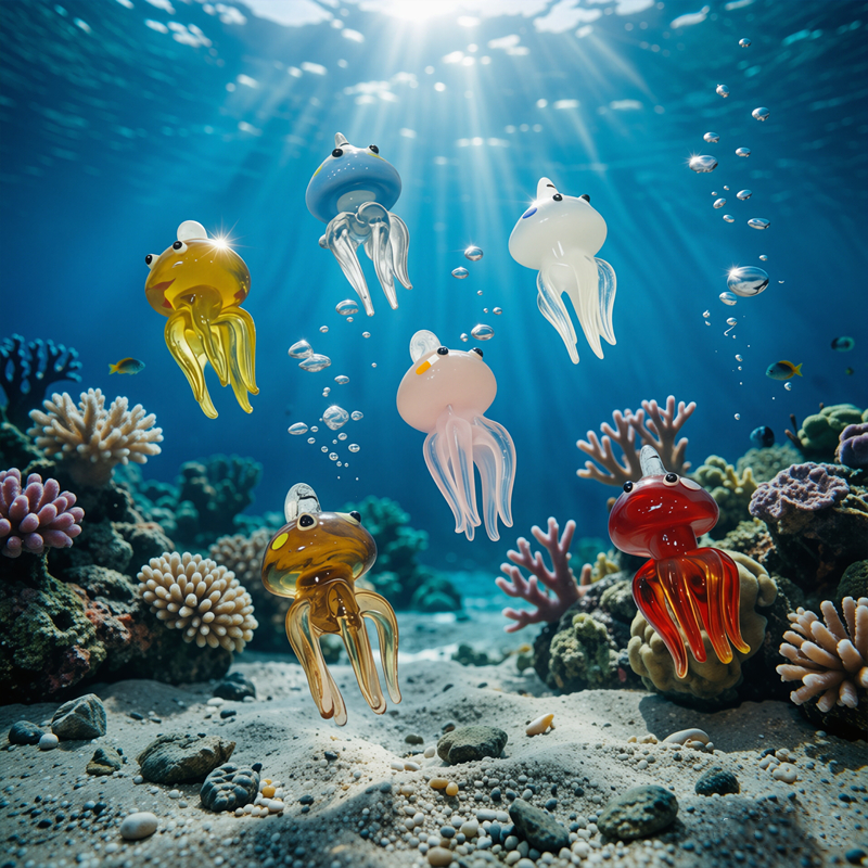 Colorful Mini Jellyfish Glass  - огляд і ціна Marine Aquarium Decorations