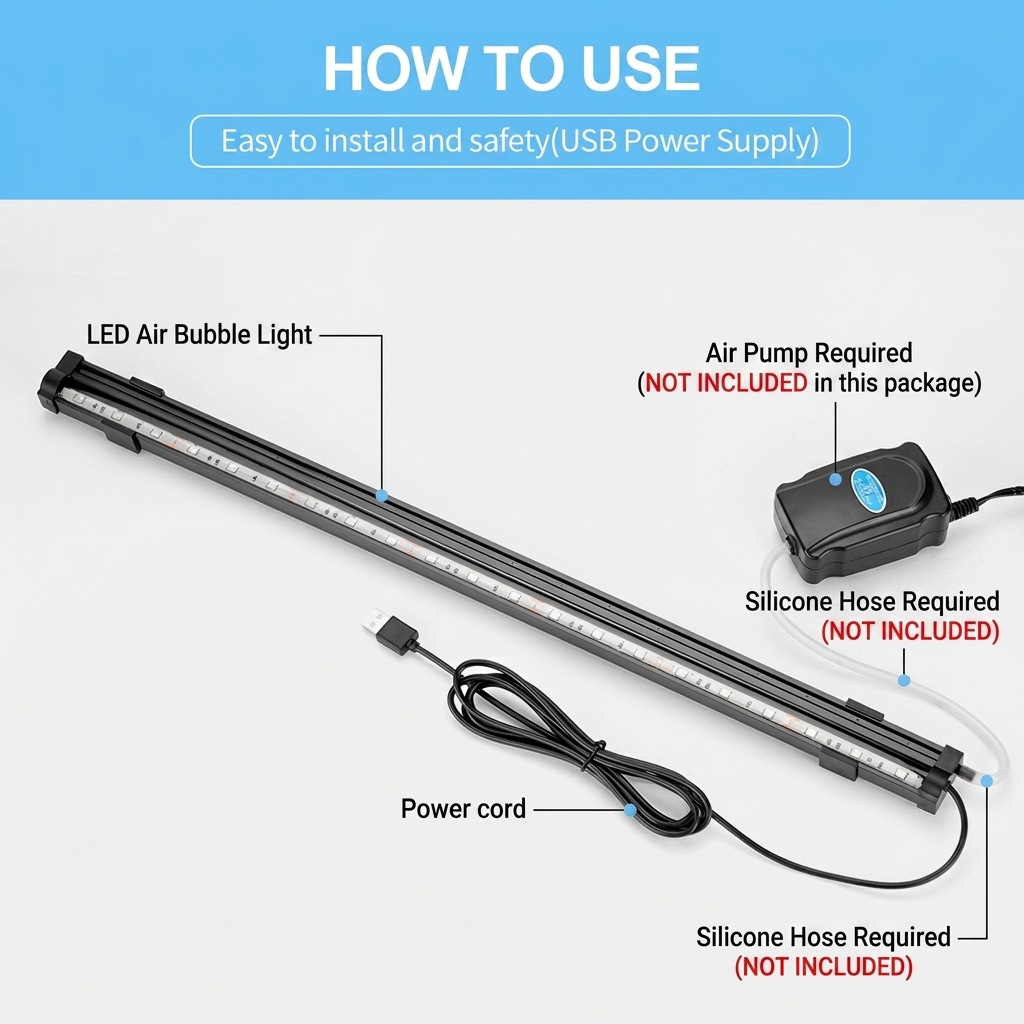 USB LED Aquarium Air Bubble Li - огляд і ціна Marine Aquarium Led